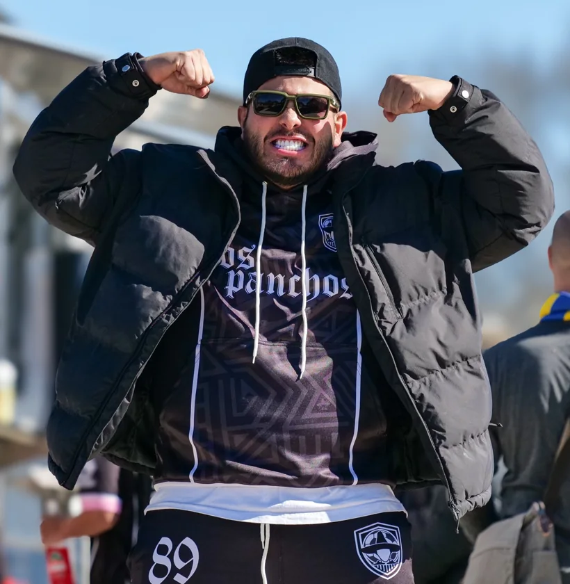 GH Pancho flexing in a Los Panchos hoodie